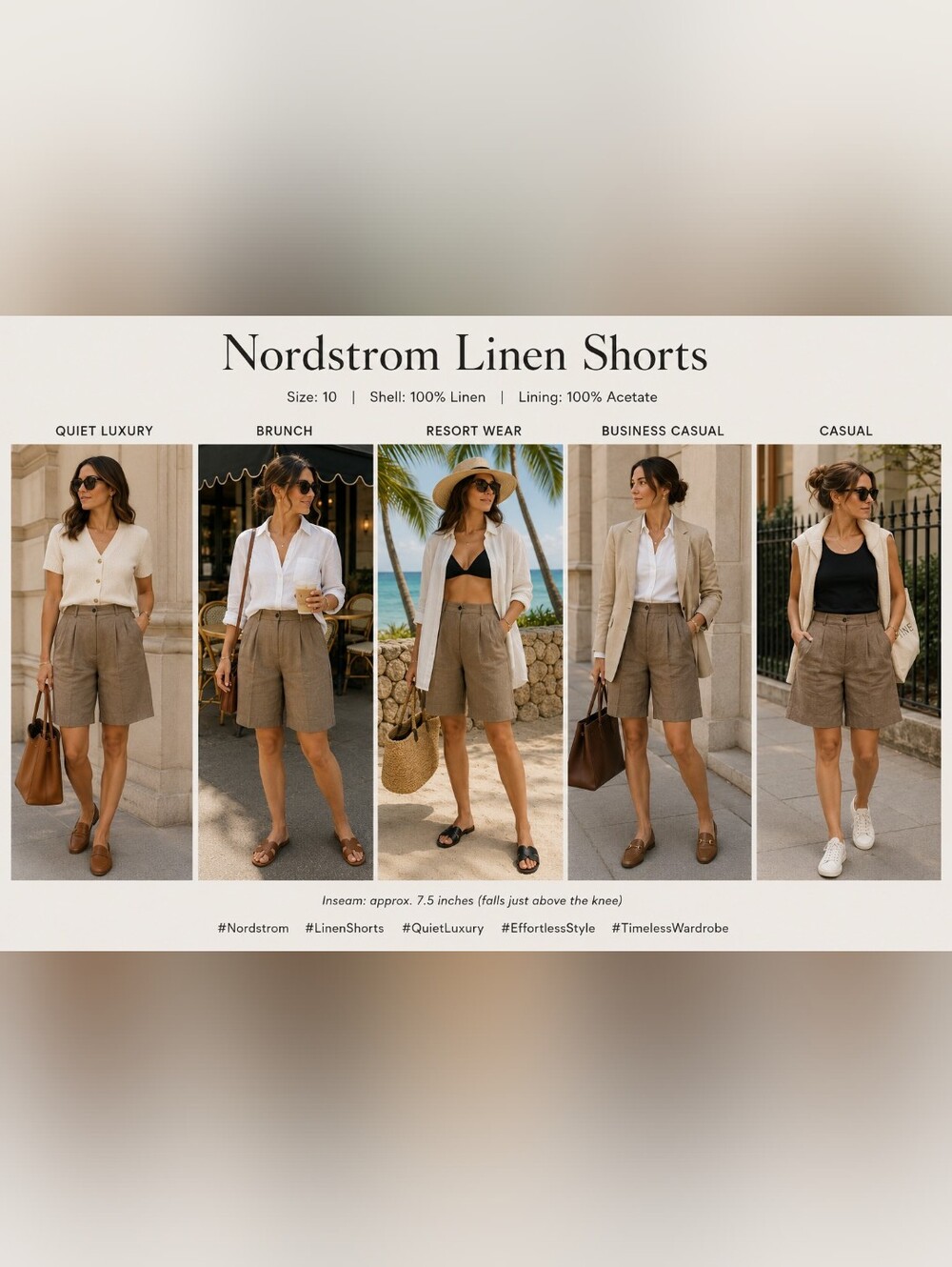 Nordstrom Linen Pleated Shorts Size 10 Old Money Preppy Business Casual